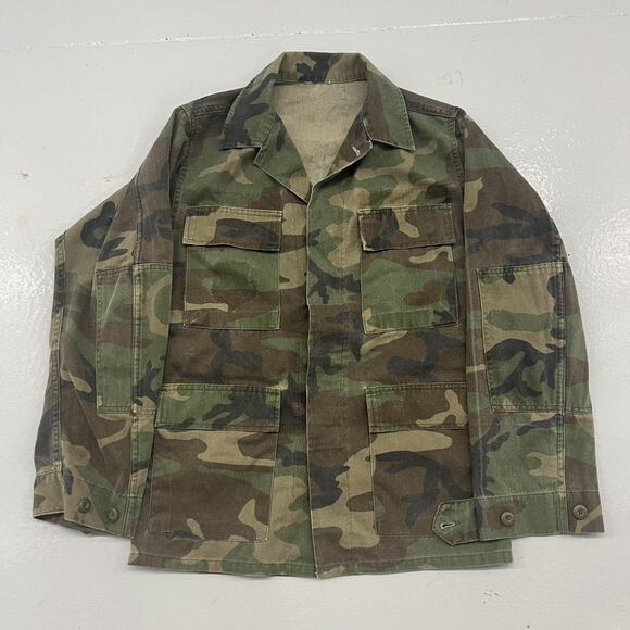 Vintage 80s US Army Military Camo Shirt Chore Jacket - Picture 1 of 3